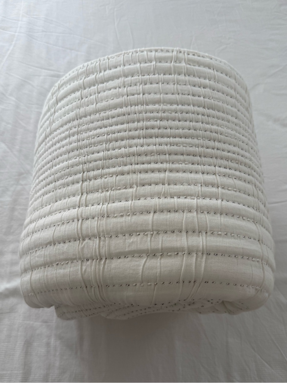 New Quince Organic Cotton Channel Stitch Coverlet Set King/CalKing Undyed $174 - Picture 7 of 9